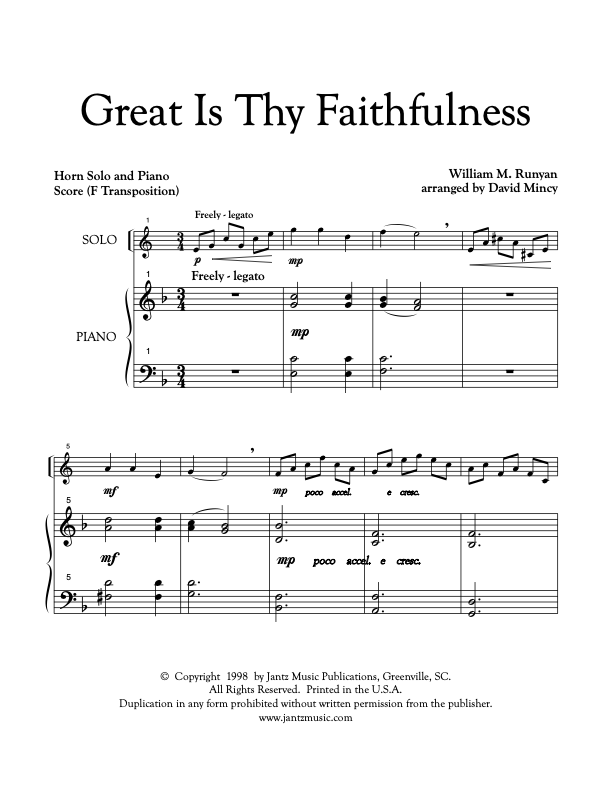 Great Is Thy Faithfulness - Horn Solo