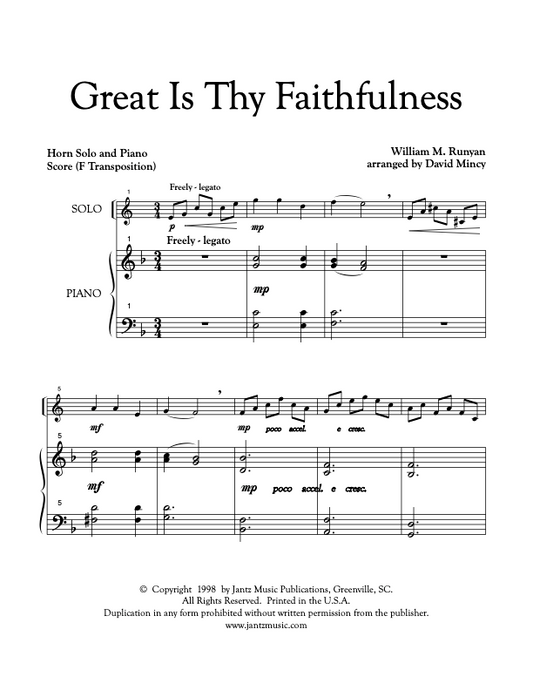 Great Is Thy Faithfulness - Horn Solo