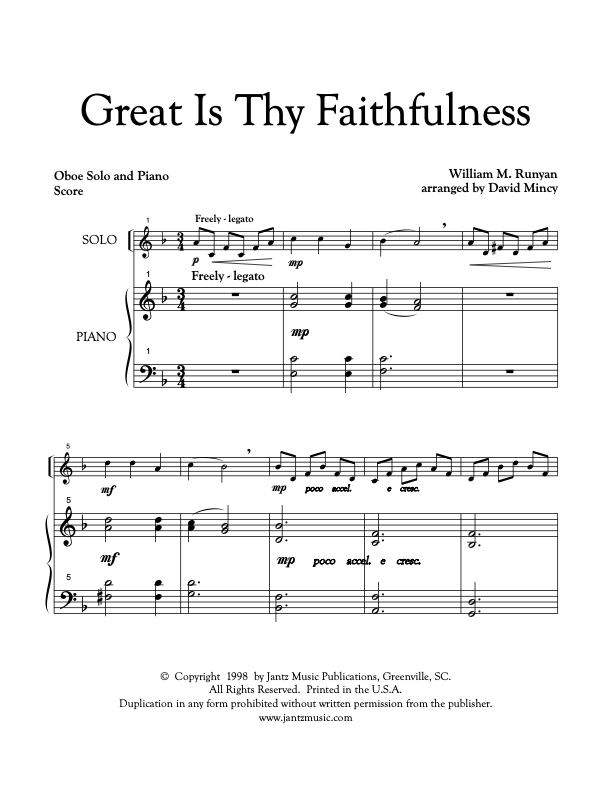 Great Is Thy Faithfulness - Oboe Solo