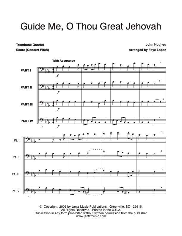 Guide Me, O Thou Great Jehovah - Trombone Quartet