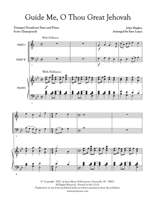 Guide Me, O Thou Great Jehovah - Trumpet/Trombone Duet