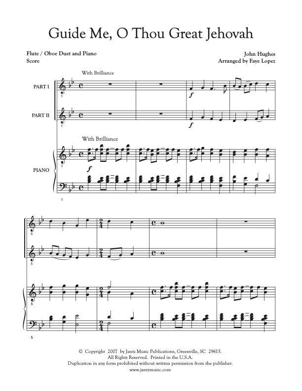 Guide Me, O Thou Great Jehovah - Flute/Oboe Duet