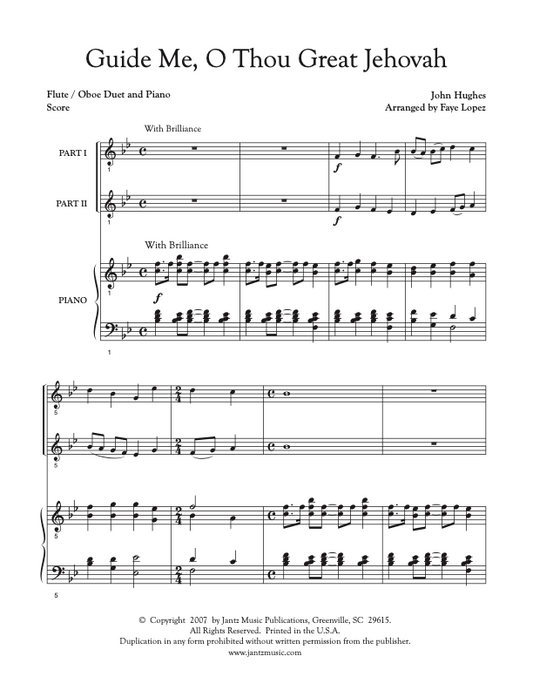 Guide Me, O Thou Great Jehovah - Flute/Oboe Duet