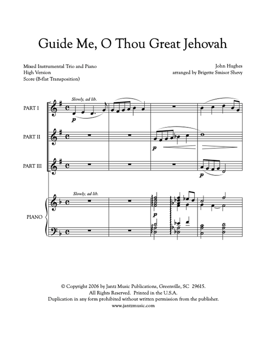 Guide Me, O Thou Great Jehovah - Clarinet Trio