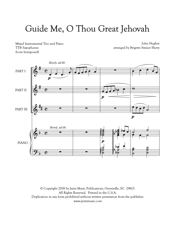 Guide Me, O Thou Great Jehovah - TTB Saxophone Trio