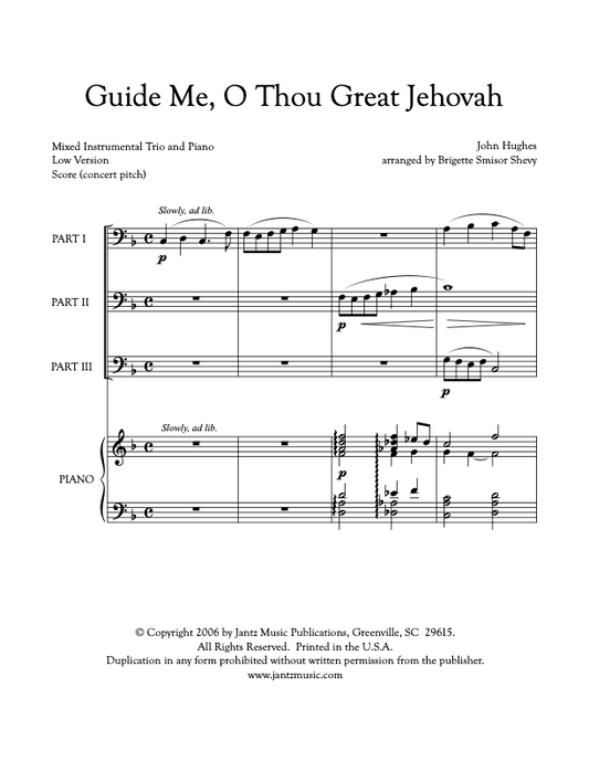 Guide Me, O Thou Great Jehovah - Trombone Trio