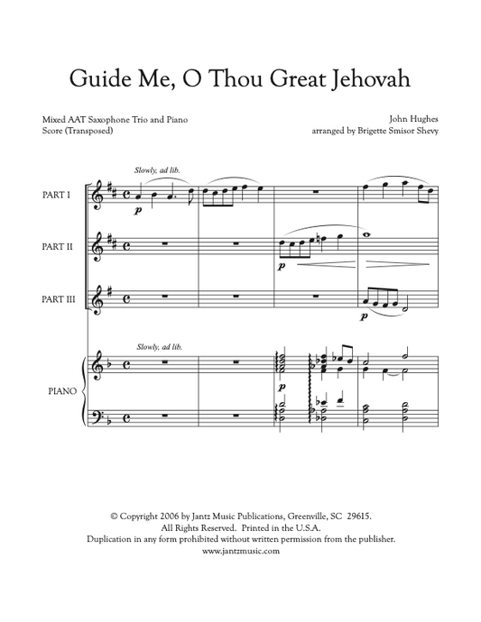 Guide Me, O Thou Great Jehovah - AAT Saxophone Trio