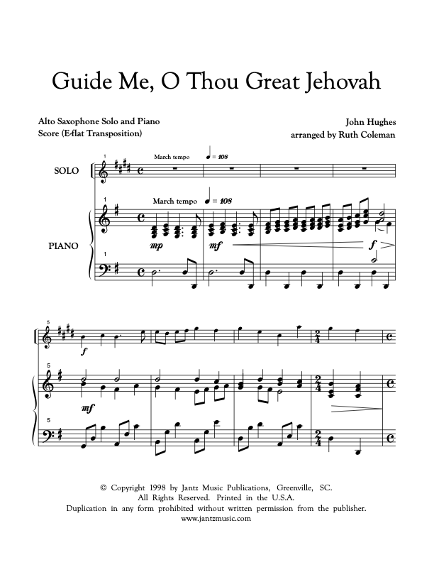 Guide Me, O Thou Great Jehovah - Alto Saxophone Solo