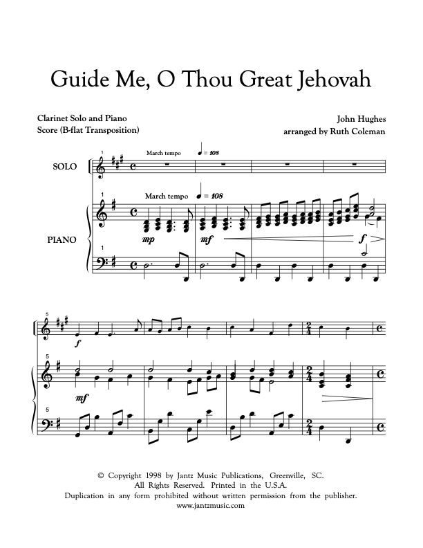 Guide Me, O Thou Great Jehovah - Clarinet Solo