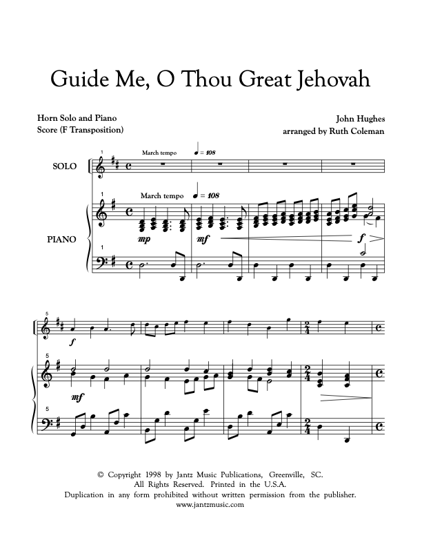 Guide Me, O Thou Great Jehovah - Horn Solo