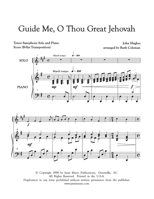 Guide Me, O Thou Great Jehovah - Tenor Saxophone Solo