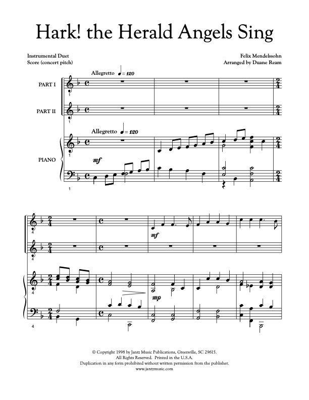 Hark! the Herald Angels Sing - Combined Set of All Duet Instrument Options