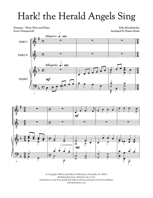Hark! the Herald Angels Sing - Trumpet/Horn Duet