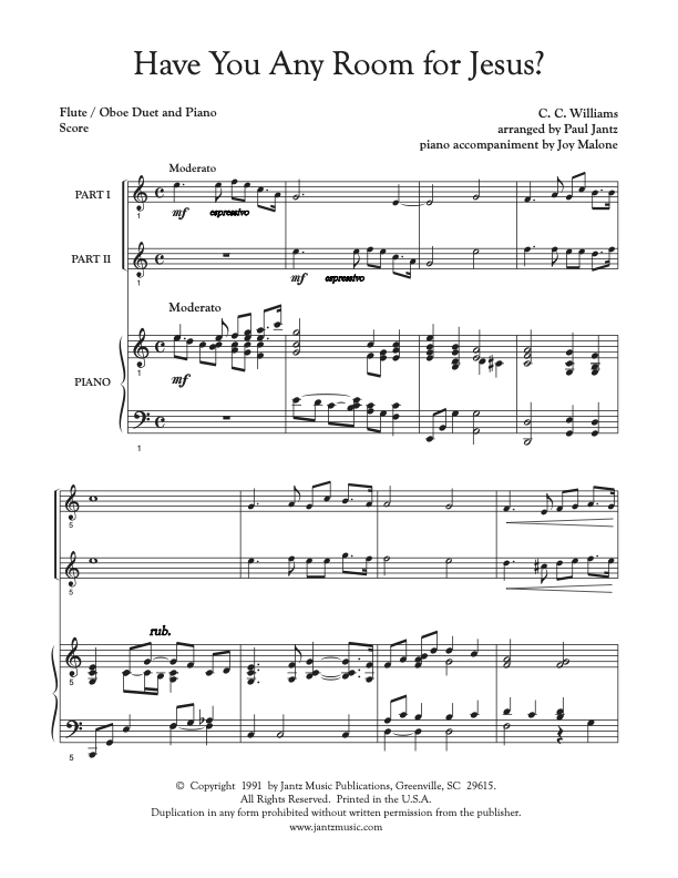 Have You Any Room for Jesus - Flute/Oboe Duet