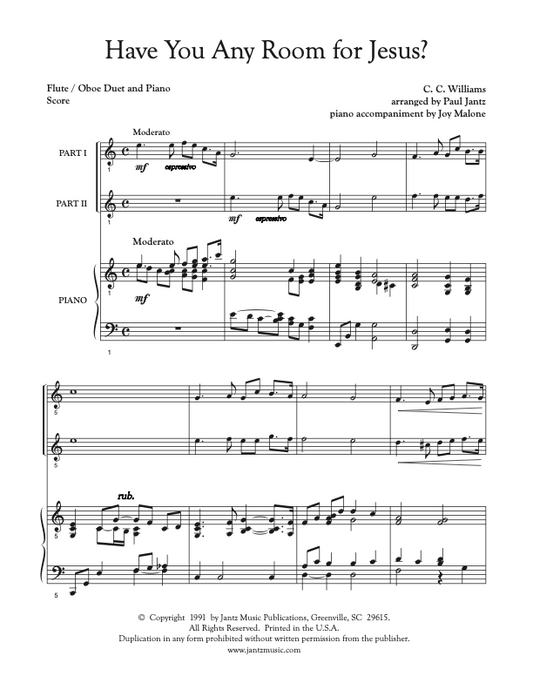 Have You Any Room for Jesus - Flute/Oboe Duet