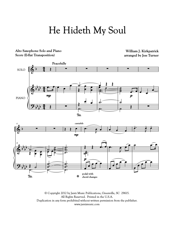 He Hideth My Soul - Alto Saxophone Solo
