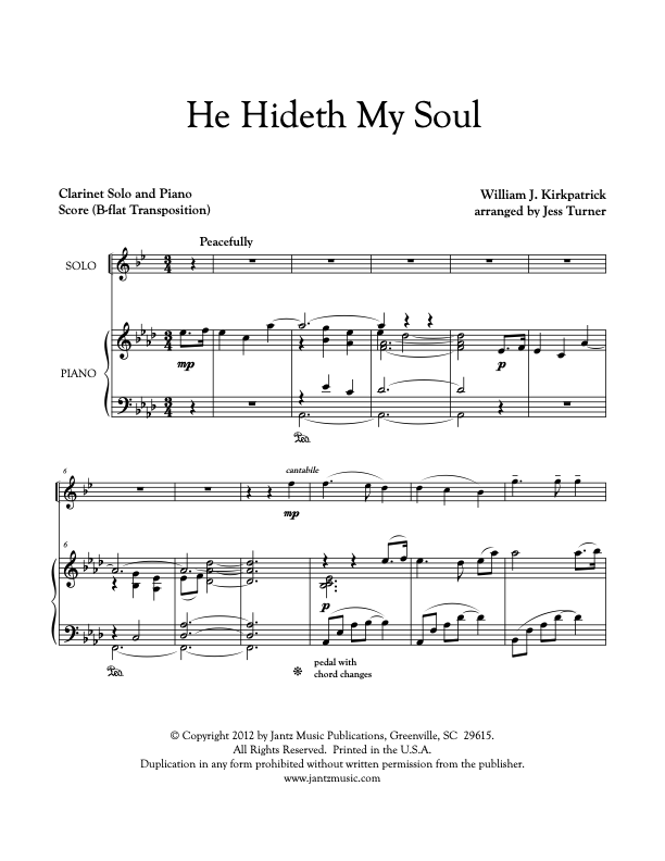He Hideth My Soul - Clarinet Solo