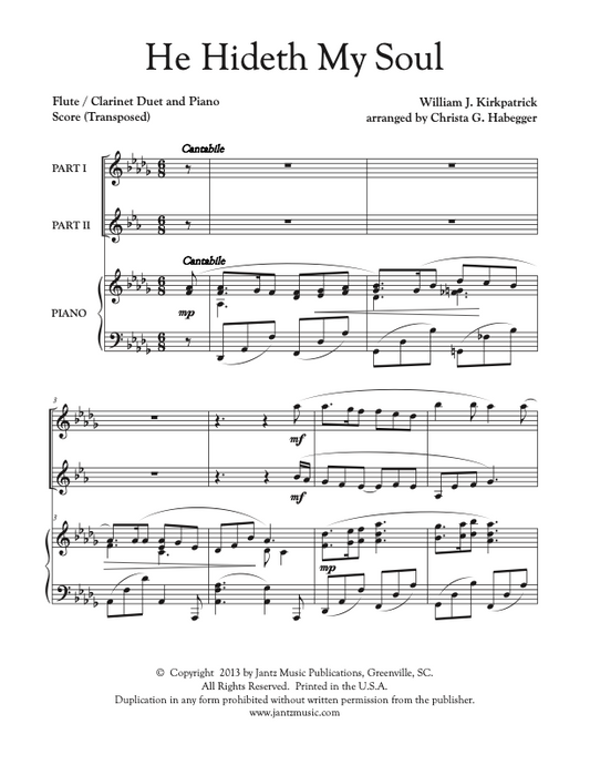 He Hideth My Soul - Flute/Clarinet Duet