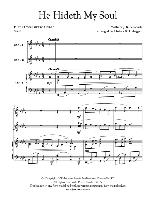 He Hideth My Soul - Flute/Oboe Duet