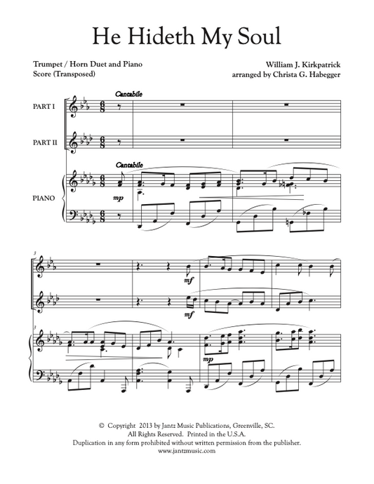 He Hideth My Soul - Trumpet/Horn Duet