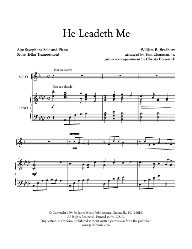 He Leadeth Me - Alto Saxophone Solo