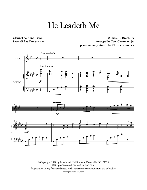 He Leadeth Me - Clarinet Solo