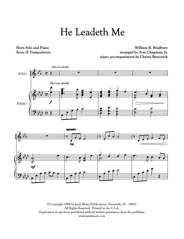 He Leadeth Me - Horn Solo