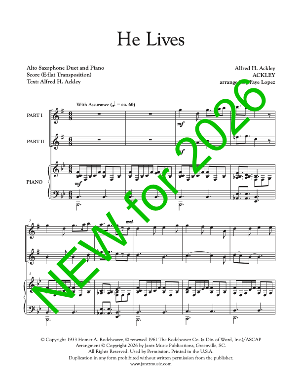 He Lives - Alto Saxophone Duet