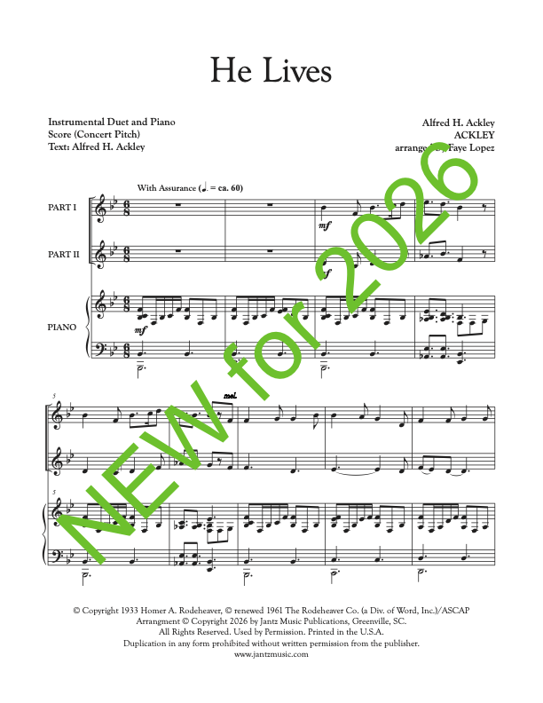 He Lives - Combined Set of All Duet Instrument Options