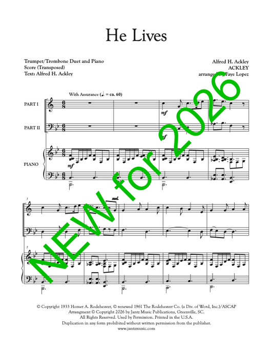 He Lives - Trumpet/Trombone Duet