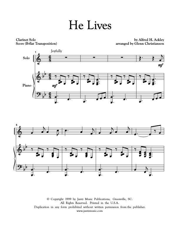 He Lives - Clarinet Solo
