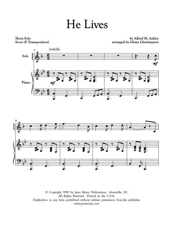 He Lives - Horn Solo