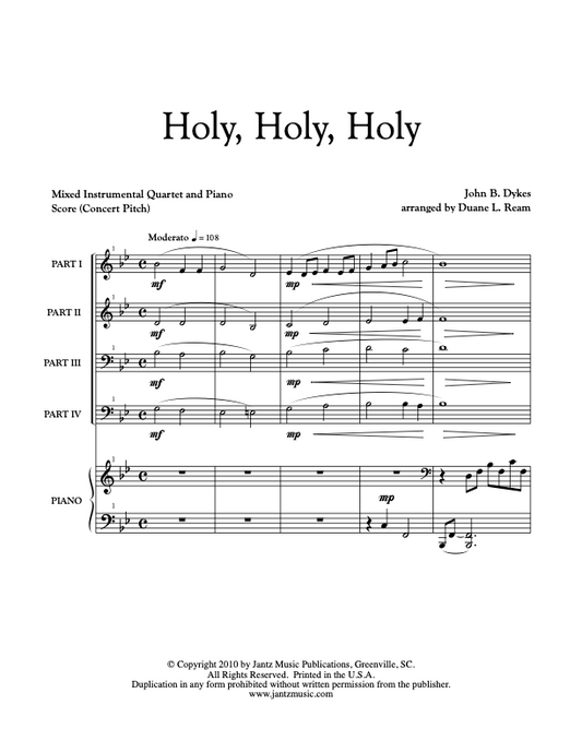 Holy, Holy, Holy - Combined Set of Both Mixed Quartet Versions w/ piano