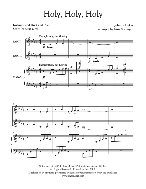 Holy, Holy, Holy - Combined Set of All Duet Instrument Options – Jantz ...
