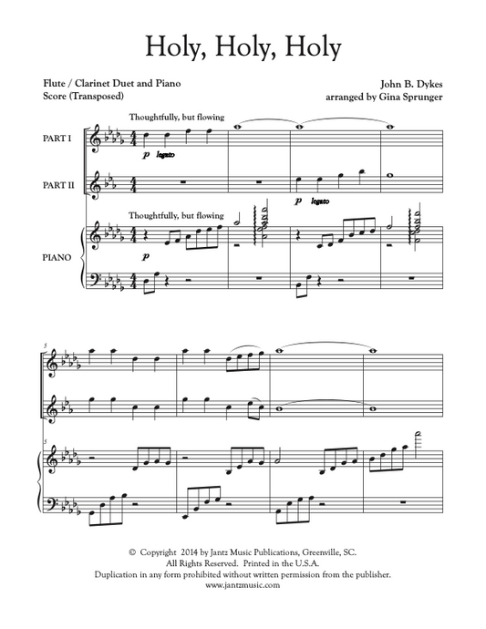 Holy, Holy, Holy - Flute/Clarinet Duet