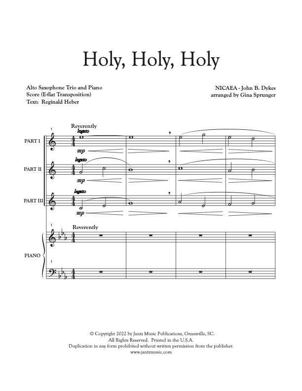 Holy, Holy, Holy - Alto Saxophone Trio