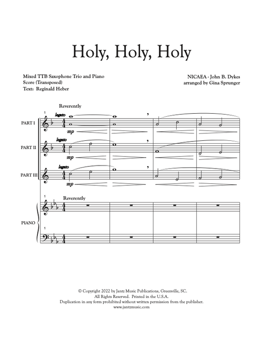 Holy, Holy, Holy - TTB Saxophone Trio