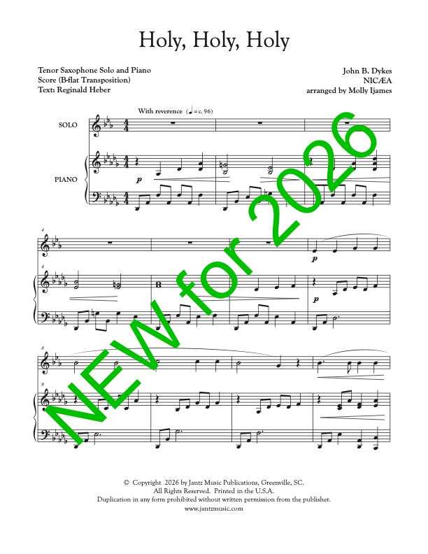 Holy, Holy, Holy - Tenor Saxophone Solo