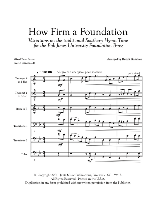 How Firm a Foundation - Mixed Brass Sextet