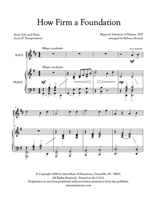 How Firm a Foundation - Horn Solo