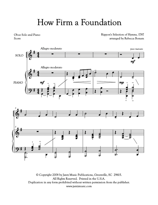 How Firm a Foundation - Oboe Solo