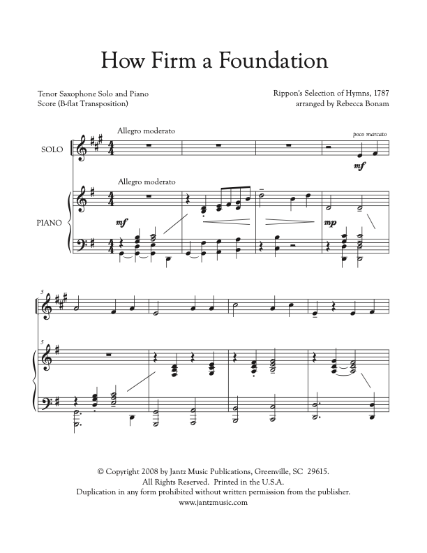 How Firm a Foundation - Tenor Saxophone Solo