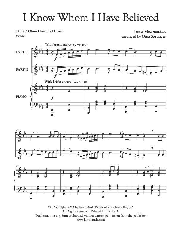 I Know Whom I Have Believed - Flute/Oboe Duet