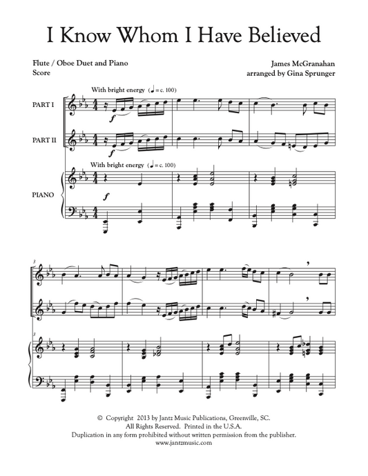 I Know Whom I Have Believed - Flute/Oboe Duet