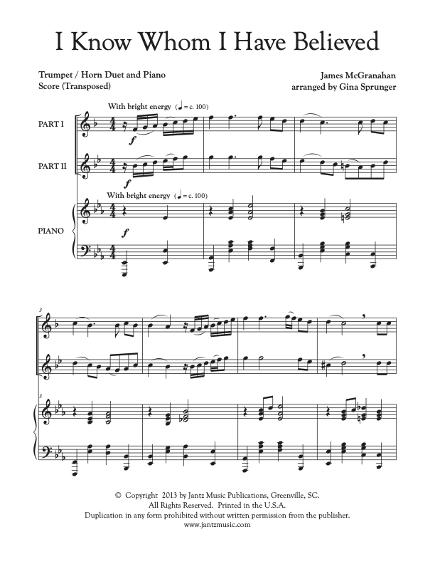 I Know Whom I Have Believed - Trumpet/Horn Duet