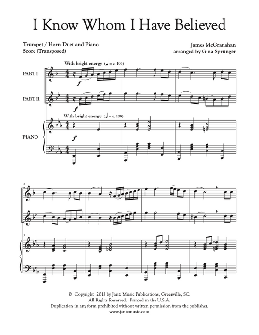 I Know Whom I Have Believed - Trumpet/Horn Duet