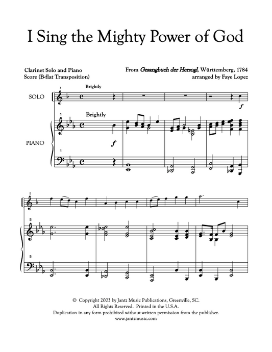 I Sing the Mighty Power of God - Clarinet Solo