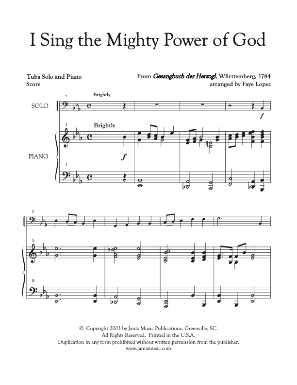 I Sing the Mighty Power of God - Tuba Solo