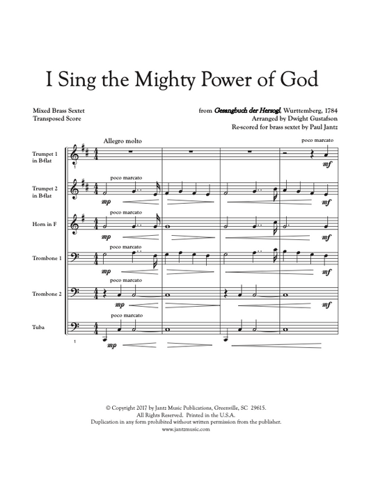 I Sing the Mighty Power of God - Mixed Brass Sextet
