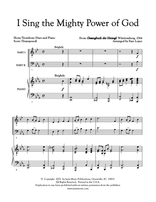 I Sing the Mighty Power of God - Horn/Trombone Duet